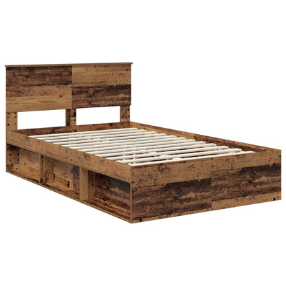 vidaXL Bettrahmen mit Kopfteil Altholz 120 x 190 cm Holzwerkstoff