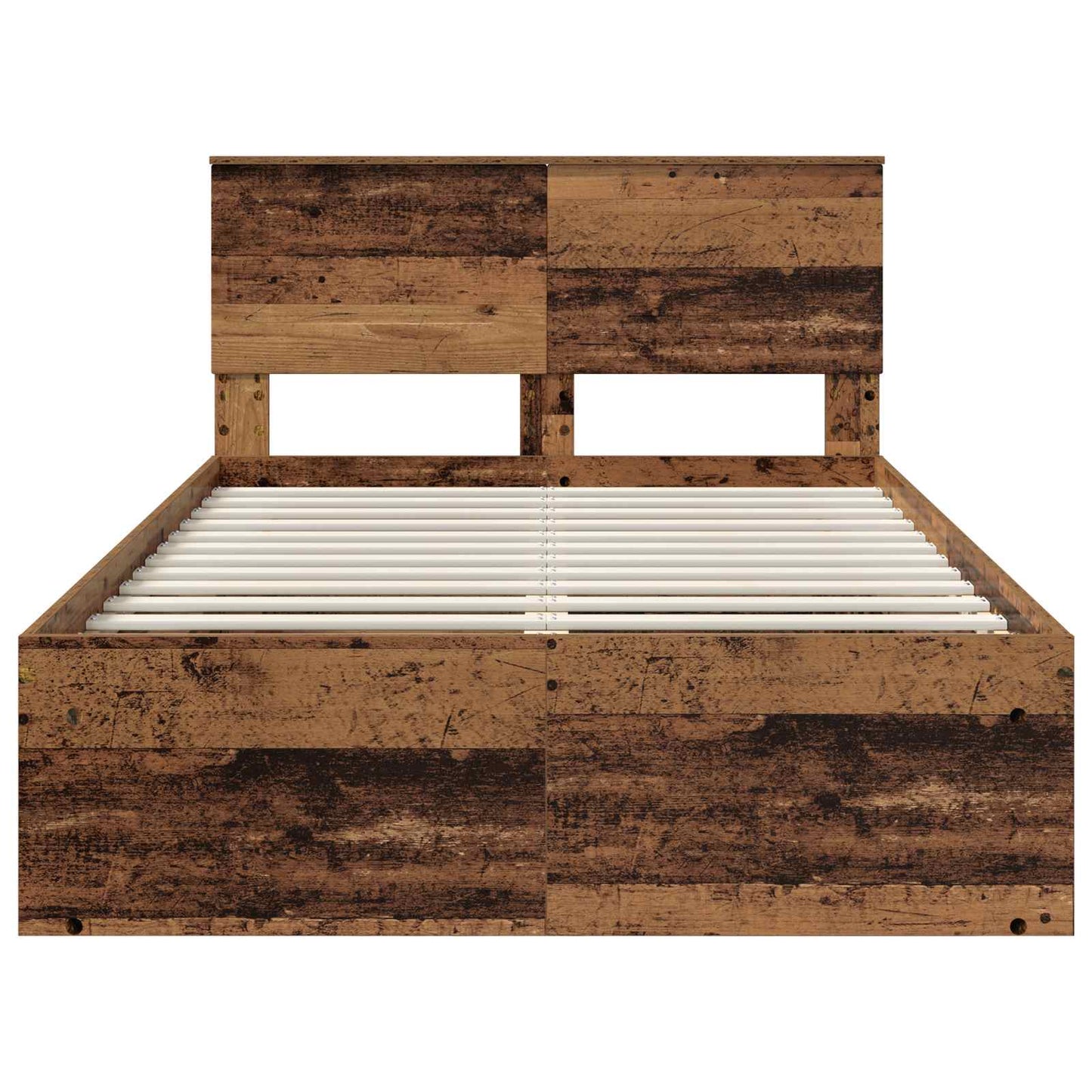 vidaXL Bettrahmen mit Kopfteil Altholz 120 x 190 cm Holzwerkstoff