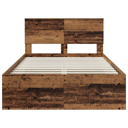 vidaXL Bettrahmen mit Kopfteil Altholz 120 x 190 cm Holzwerkstoff