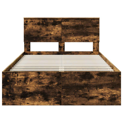 vidaXL Bettrahmen Geräucherte Eiche 120 x 200 cm Holzwerkstoff