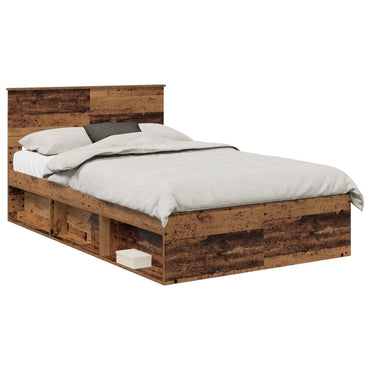 vidaXL Bettrahmen mit Kopfteil Altholz 120 x 200 cm Holzwerkstoff