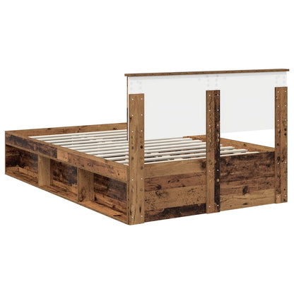 vidaXL Bettrahmen mit Kopfteil Altholz 120 x 200 cm Holzwerkstoff