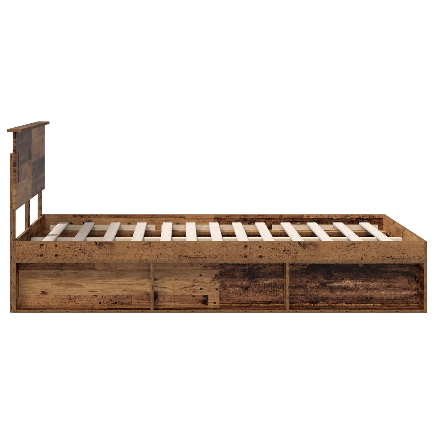 vidaXL Bettrahmen mit Kopfteil Altholz 120 x 200 cm Holzwerkstoff