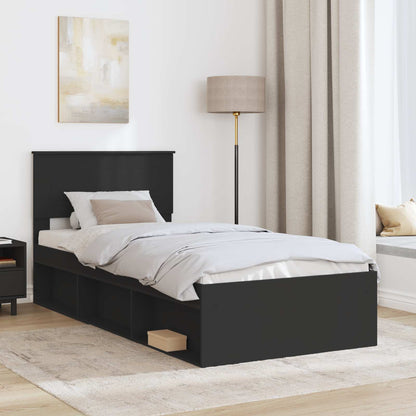 vidaXL Bettrahmen mit Kopfteil Schwarz 100 x 200 cm Holzwerkstoff