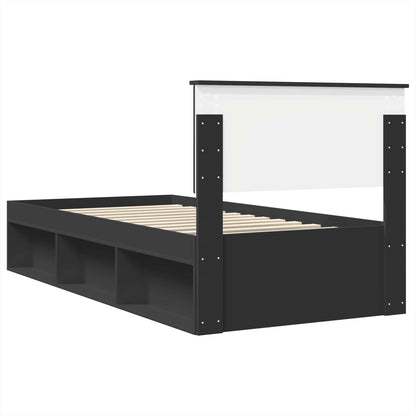 vidaXL Bettrahmen mit Kopfteil Schwarz 100 x 200 cm Holzwerkstoff