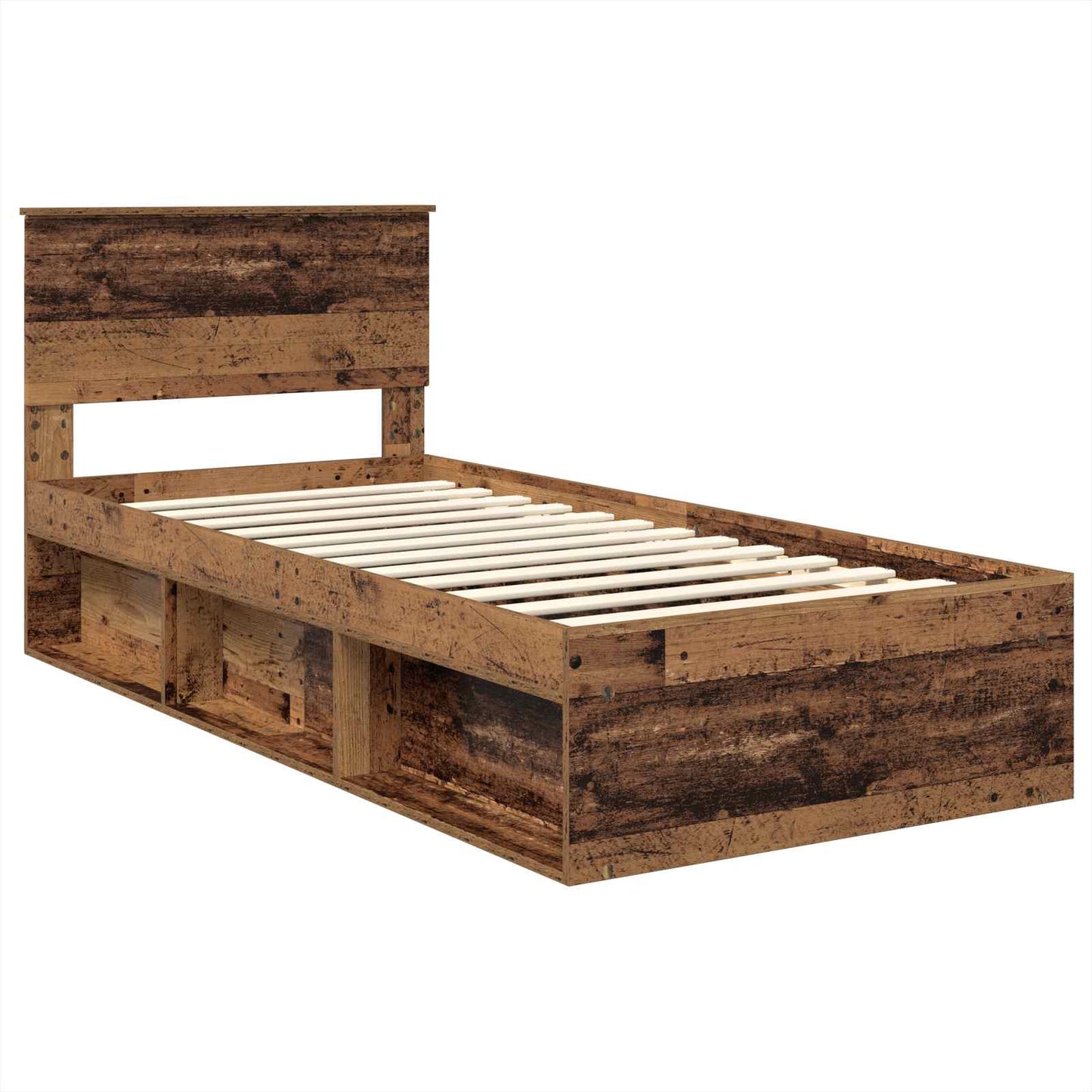 vidaXL Bettrahmen mit Kopfteil Altholz 100 x 200 cm Holzwerkstoff
