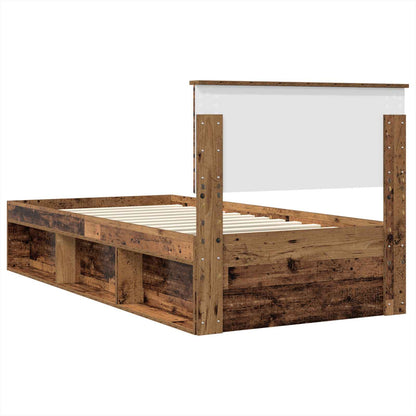 vidaXL Bettrahmen mit Kopfteil Altholz 100 x 200 cm Holzwerkstoff