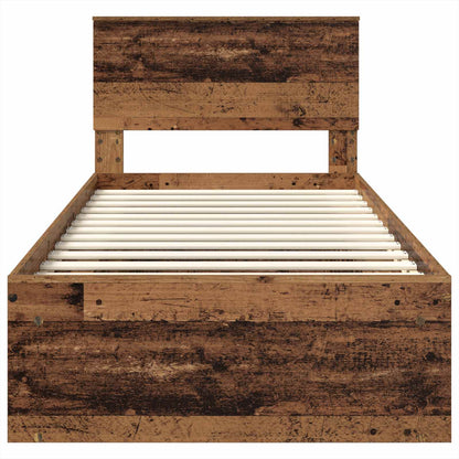 vidaXL Bettrahmen mit Kopfteil Altholz 100 x 200 cm Holzwerkstoff