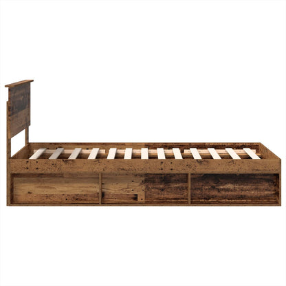 vidaXL Bettrahmen mit Kopfteil Altholz 100 x 200 cm Holzwerkstoff