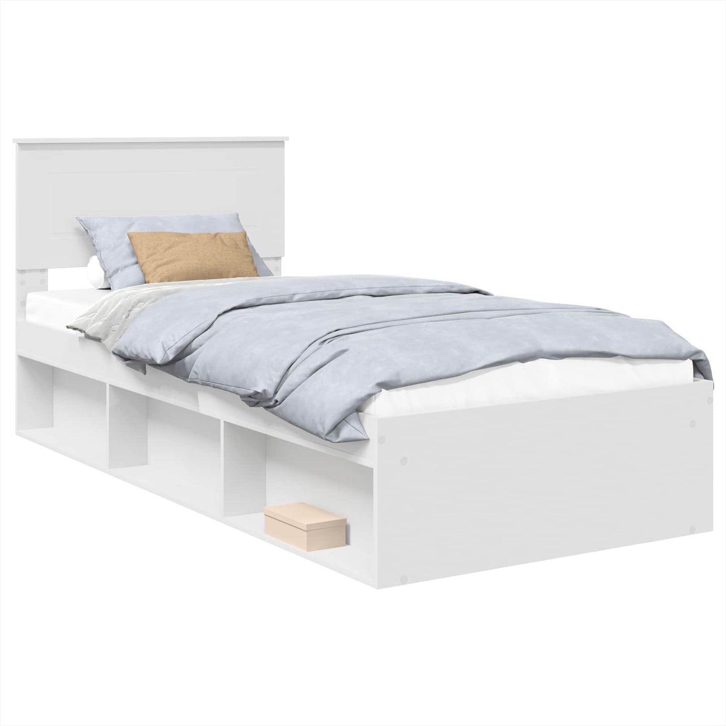 vidaXL Bettrahmen mit Kopfteil Weiß 90 x 190 cm Holzwerkstoff