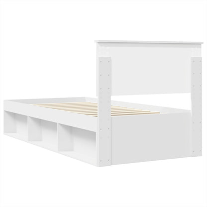 vidaXL Bettrahmen mit Kopfteil Weiß 90 x 190 cm Holzwerkstoff