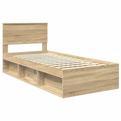 vidaXL Bettrahmen mit Kopfteil Sonoma 90 x 190 cm Holzwerkstoff