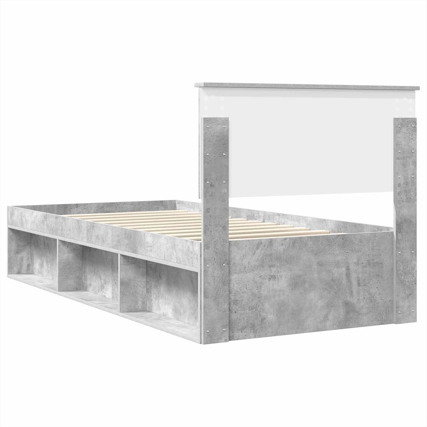vidaXL Bettrahmen mit Kopfteil Beton Grau 90 x 190 cm Holzwerkstoff