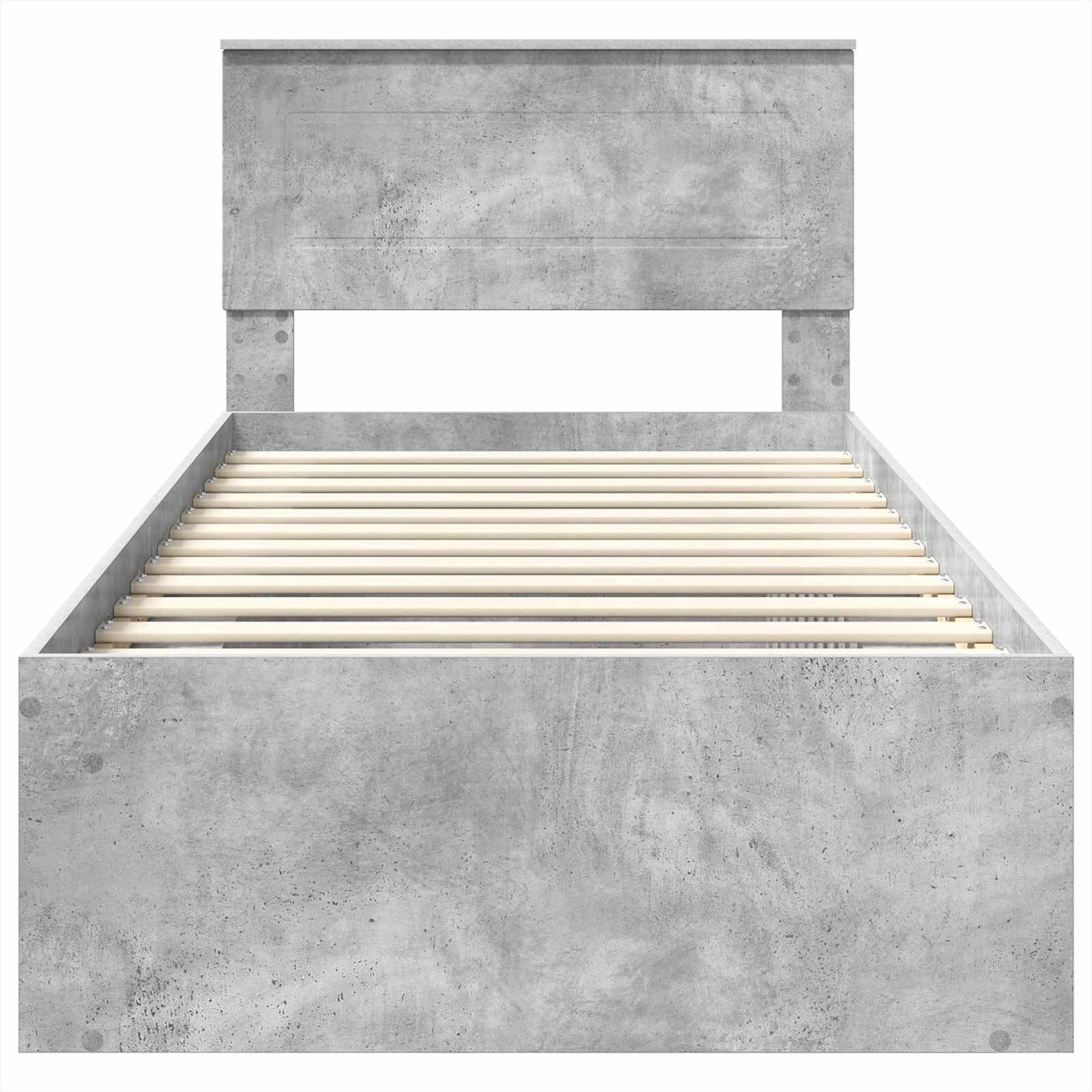 vidaXL Bettrahmen mit Kopfteil Beton Grau 90 x 190 cm Holzwerkstoff