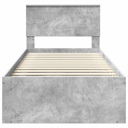vidaXL Bettrahmen mit Kopfteil Beton Grau 90 x 190 cm Holzwerkstoff