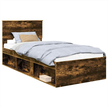 vidaXL Cadre de lit Chêne fumé 90 x 190 cm Bois d'ingénierie