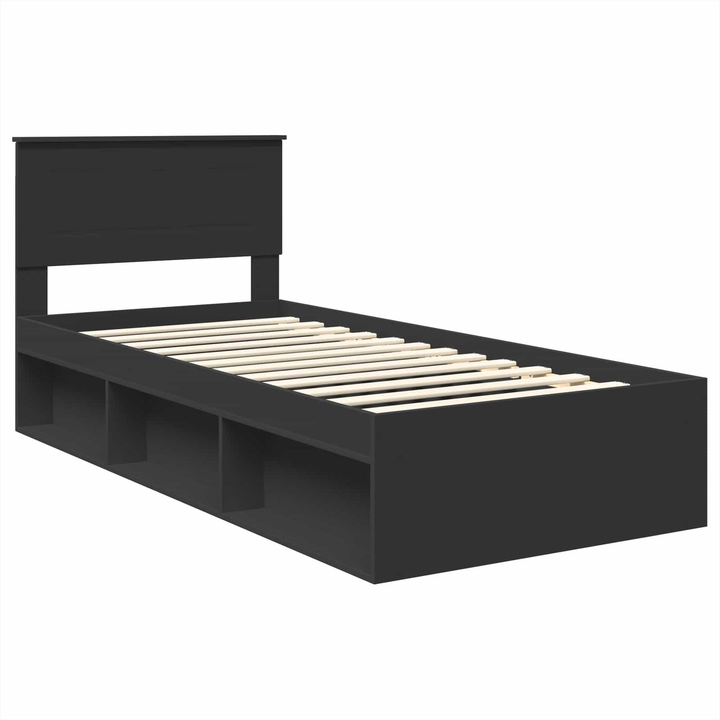 vidaXL Bettrahmen mit Kopfteil Schwarz 90 x 200 cm Holzwerkstoff