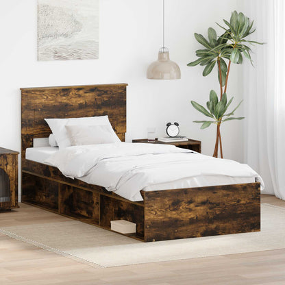 vidaXL Cadre de lit Chêne fumé 90 x 200 cm Bois d'ingénierie