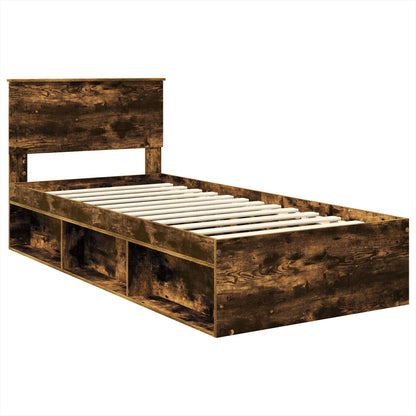 vidaXL Cadre de lit Chêne fumé 90 x 200 cm Bois d'ingénierie