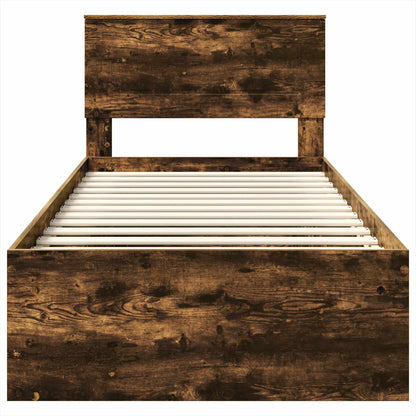 vidaXL Cadre de lit Chêne fumé 90 x 200 cm Bois d'ingénierie