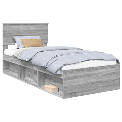 vidaXL Bettrahmen mit Kopfteil Graues Sonoma 90 x 200 cm Holzwerkstoff