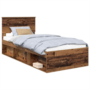 vidaXL Bettrahmen mit Kopfteil Altholz 90 x 200 cm Holzwerkstoff
