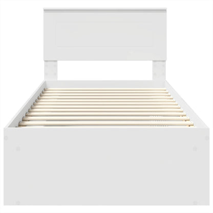 Bettrahmen mit Kopfteil Weiß 75 x 190 cm Holzwerkstoff