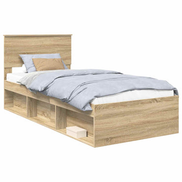 vidaXL Bettrahmen mit Kopfteil Sonoma-Eiche 75 x 190 cm Holzwerkstoff