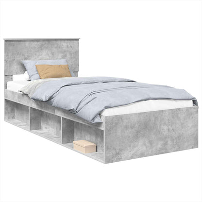 vidaXL Bettrahmen mit Kopfteil Beton Grau 75 x 190 cm Holzwerkstoff