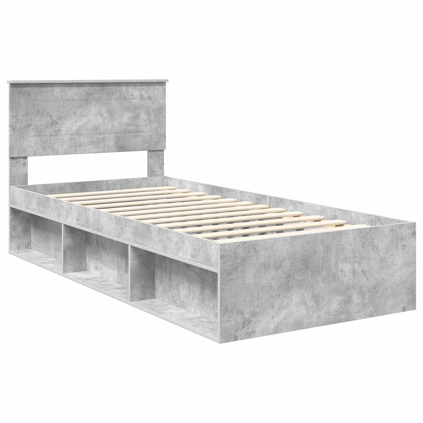 vidaXL Bettrahmen mit Kopfteil Beton Grau 75 x 190 cm Holzwerkstoff