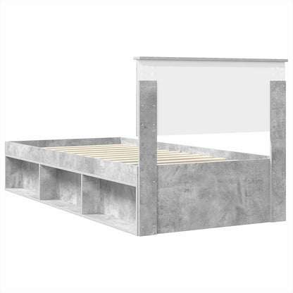 vidaXL Bettrahmen mit Kopfteil Beton Grau 75 x 190 cm Holzwerkstoff