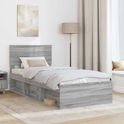 vidaXL Bettrahmen mit Kopfteil Graues Sonoma 75 x 190 cm Holzwerkstoff