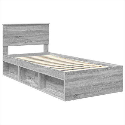 vidaXL Bettrahmen mit Kopfteil Graues Sonoma 75 x 190 cm Holzwerkstoff