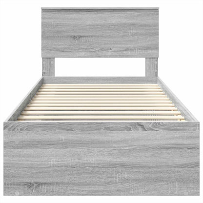 vidaXL Bettrahmen mit Kopfteil Graues Sonoma 75 x 190 cm Holzwerkstoff