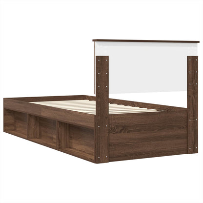 vidaXL Bettrahmen Braun Eichen-Optik 75 x 190 cm Holzwerkstoff