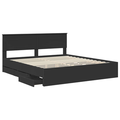 vidaXL Bettrahmen mit Schubladen Schwarz 200 x 200 cm Ingenieurs Holz