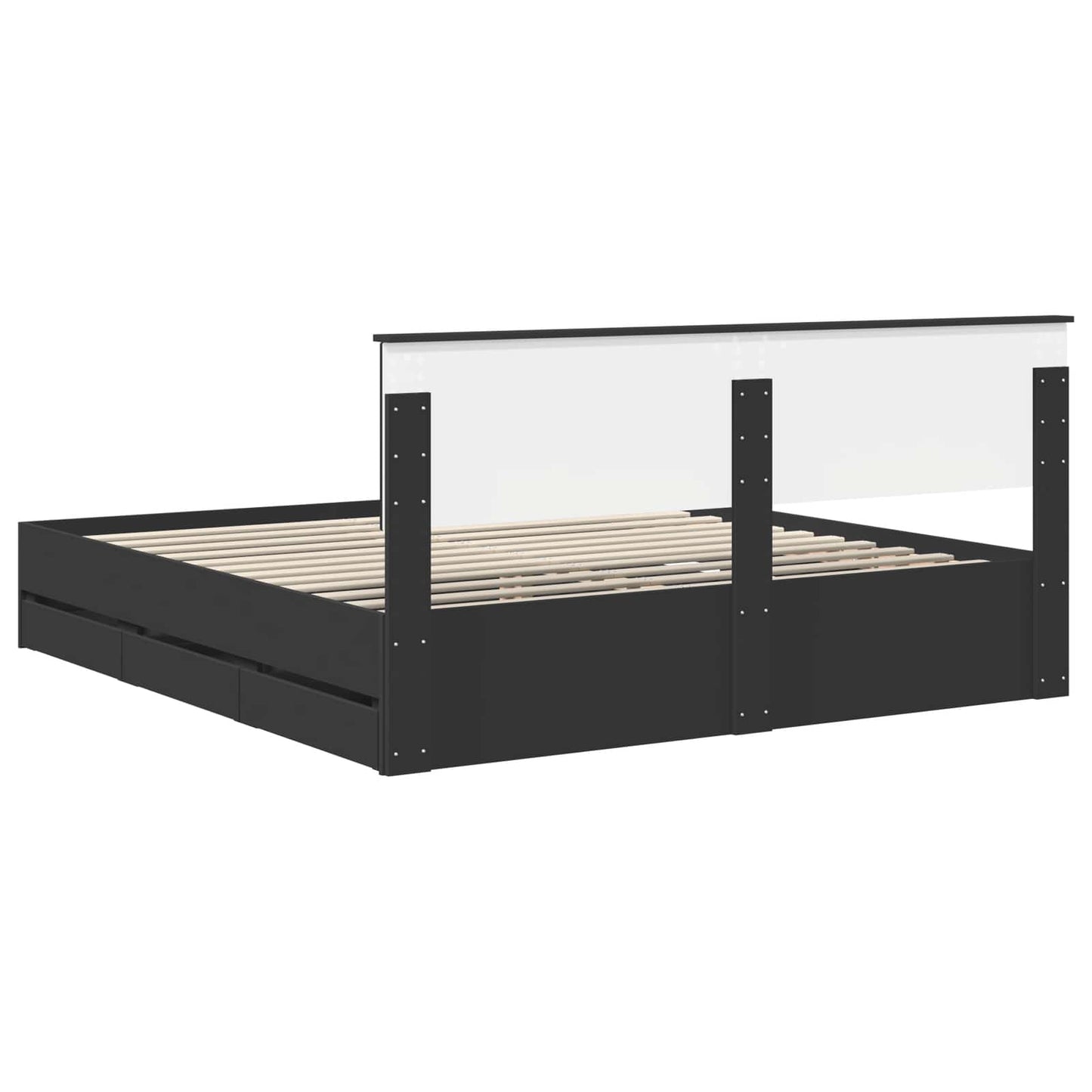 vidaXL Bettrahmen mit Schubladen Schwarz 200 x 200 cm Ingenieurs Holz