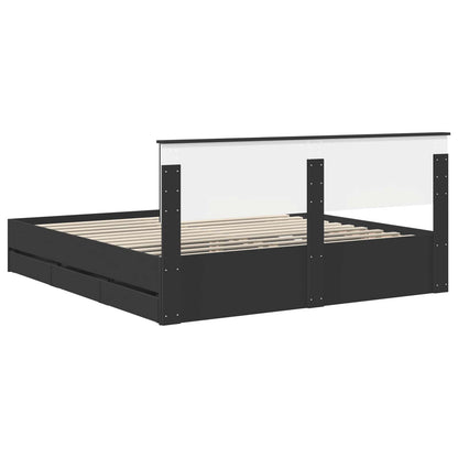 vidaXL Bettrahmen mit Schubladen Schwarz 200 x 200 cm Ingenieurs Holz