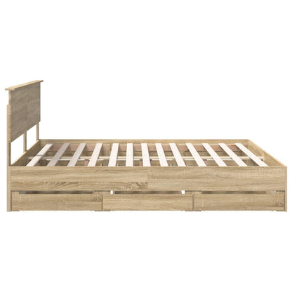 vidaXL Bettrahmen Sonoma-Eiche 200 x 200 cm Ingenieurs Holz