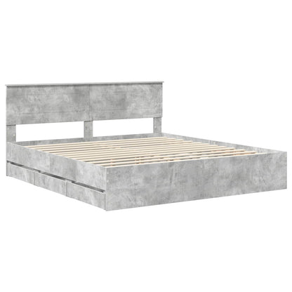 vidaXL Bettrahmen mit Kopfteil Beton Grau 200 x 200 cm Ingenieurs Holz