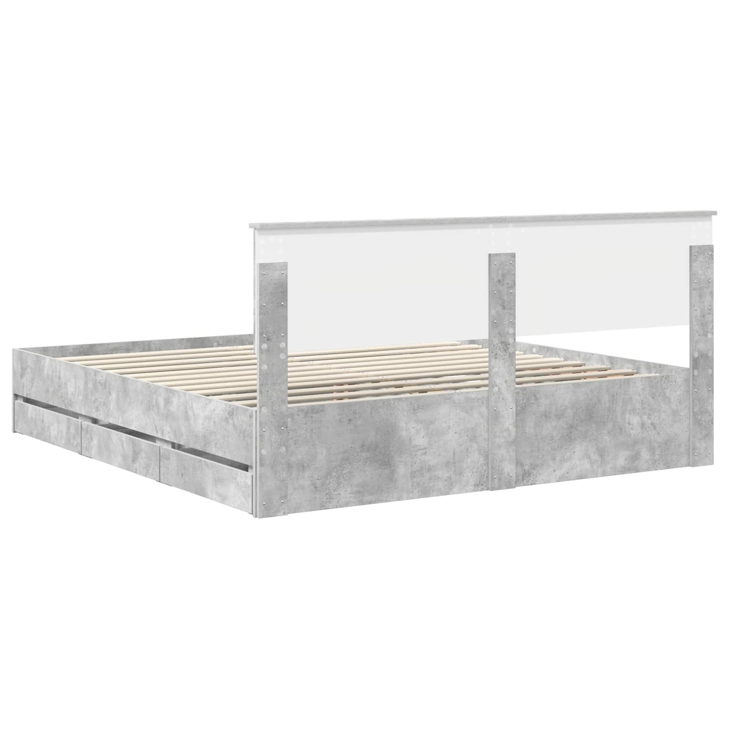 vidaXL Bettrahmen mit Kopfteil Beton Grau 200 x 200 cm Ingenieurs Holz