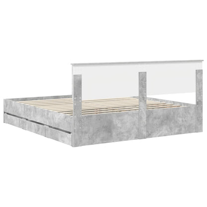 vidaXL Bettrahmen mit Kopfteil Beton Grau 200 x 200 cm Ingenieurs Holz