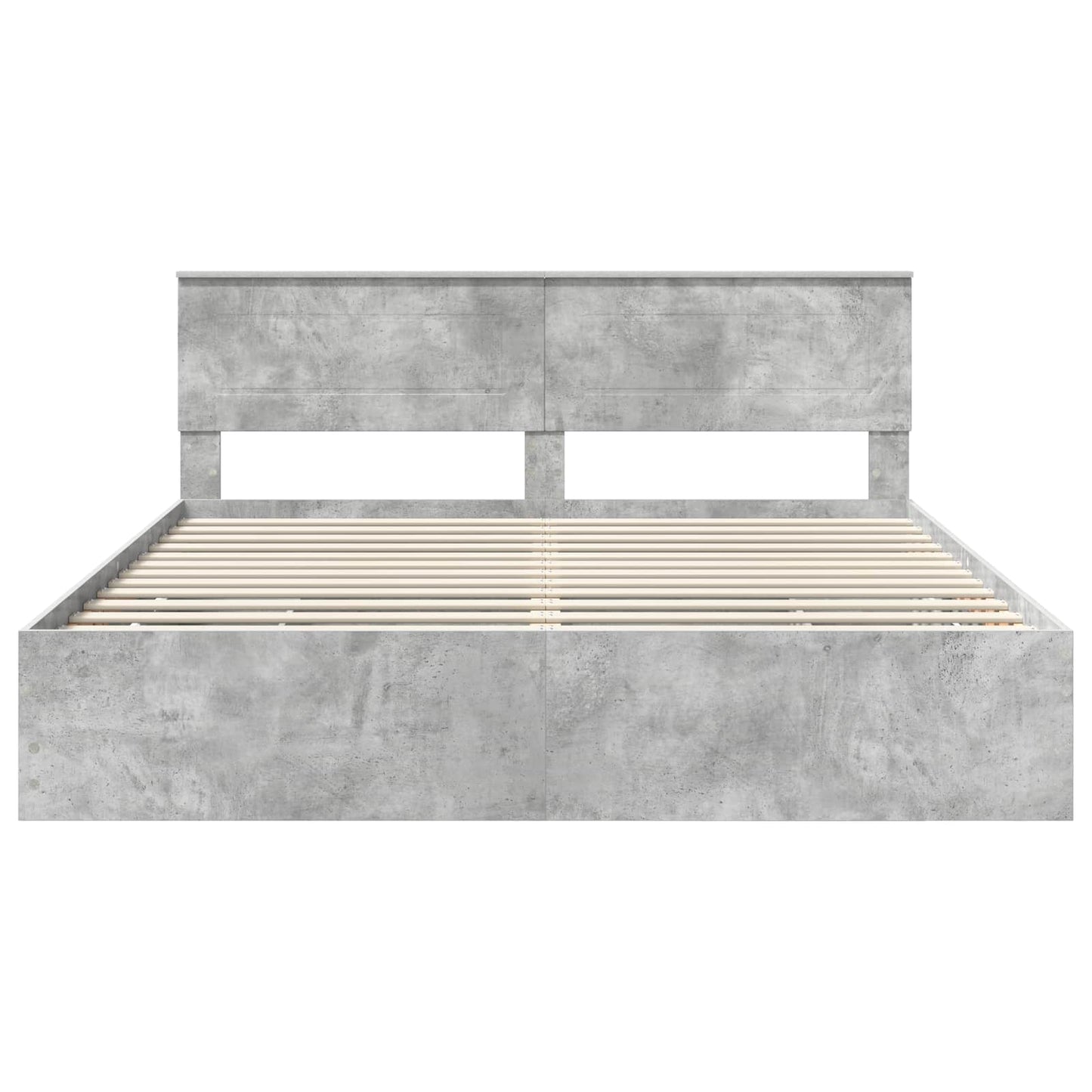 vidaXL Bettrahmen mit Kopfteil Beton Grau 200 x 200 cm Ingenieurs Holz