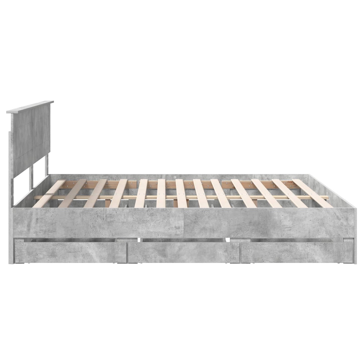 vidaXL Bettrahmen mit Kopfteil Beton Grau 200 x 200 cm Ingenieurs Holz