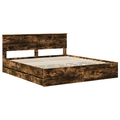 Bettrahmen Geräucherte Eiche 200 x 200 cm Ingenieurs Holz