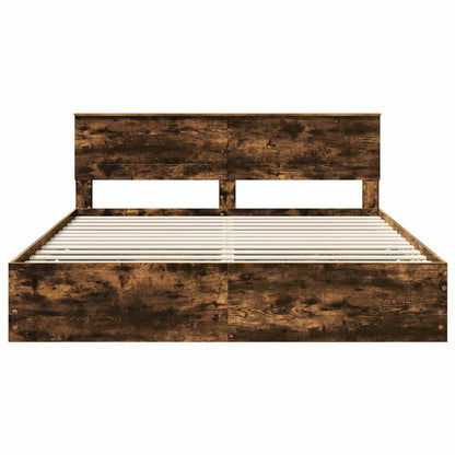 Bettrahmen Geräucherte Eiche 200 x 200 cm Ingenieurs Holz