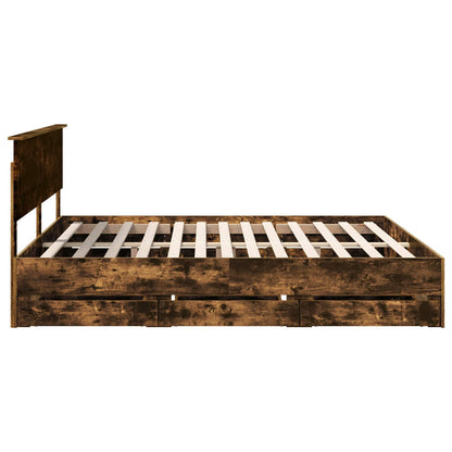 Bettrahmen Geräucherte Eiche 200 x 200 cm Ingenieurs Holz