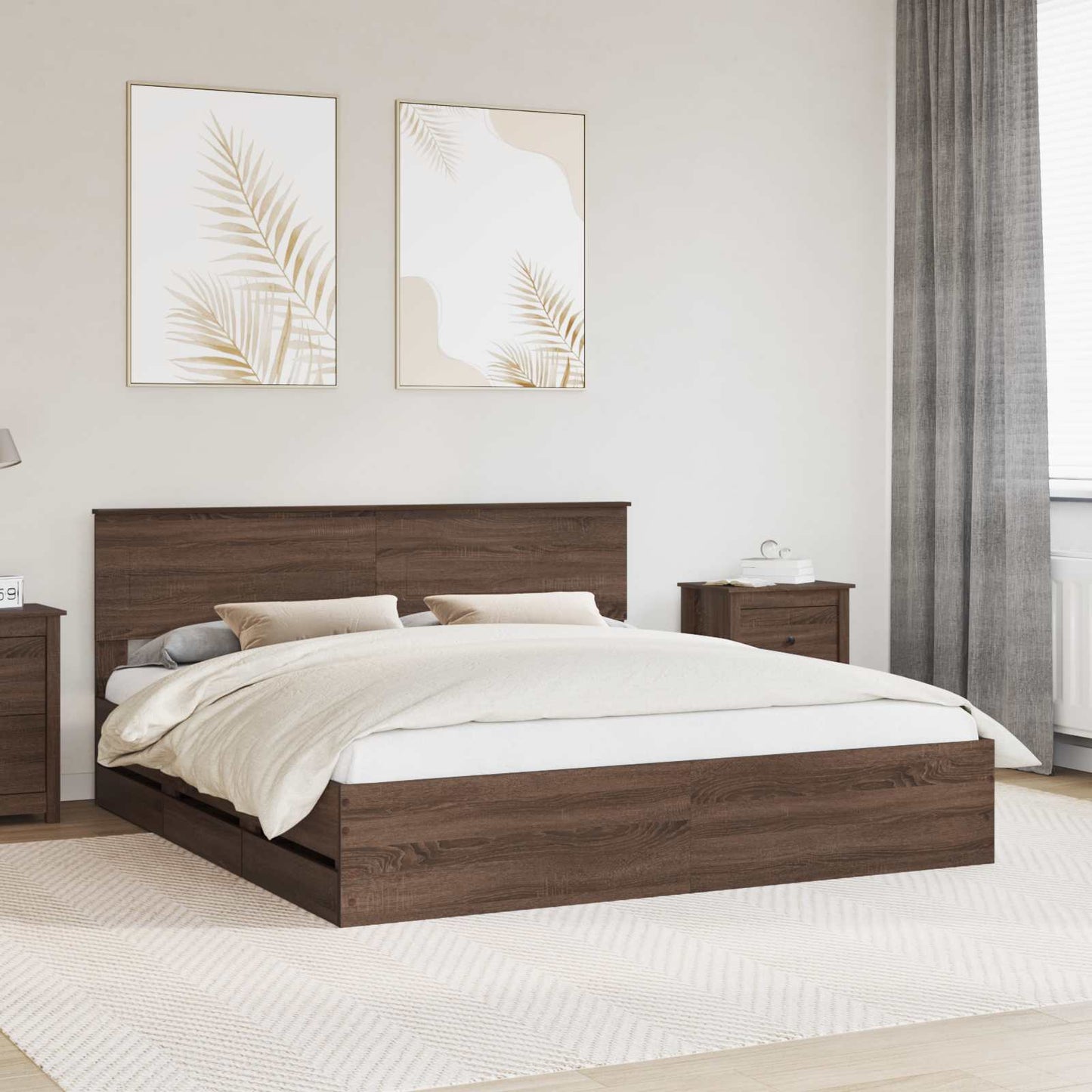 vidaXL Bettrahmen Braun Eichen-Optik 200 x 200 cm Ingenieurs Holz