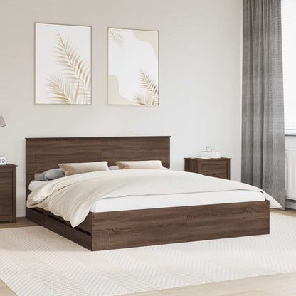 vidaXL Bettrahmen Braun Eichen-Optik 200 x 200 cm Ingenieurs Holz