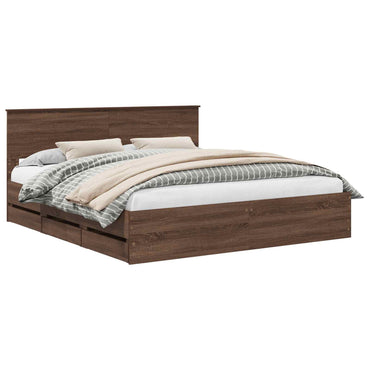 vidaXL Bettrahmen Braun Eichen-Optik 200 x 200 cm Ingenieurs Holz